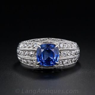 Art Deco Sapphire and Diamond Ring  - 2