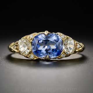 Vintage Sapphire and Diamond Three-Stone Ring - 2