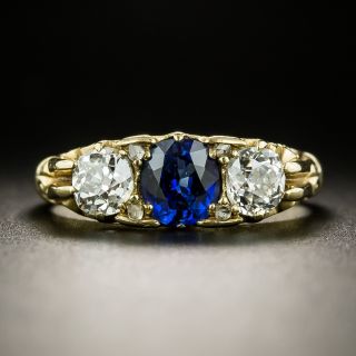 Vintage Sapphire and Diamond Three-Stone Ring - 6