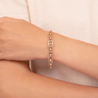 Vintage Sapphire And Pearl Bangle Bracelet