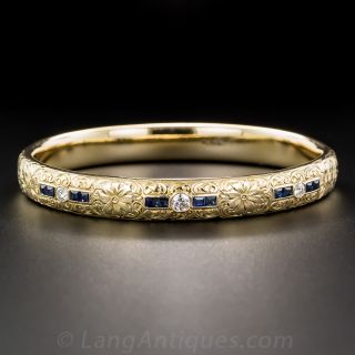 Vintage Sloan & Co. Sapphire Diamond Bangle Bracelet
