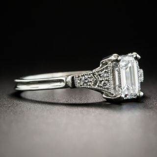 Vintage Style  .61 Carat Emerald Cut-Diamond Engagement Ring - GIA D VS1