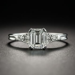 Vintage Style .76 Carat Emerald-Cut Diamond Platinum Engagement Ring - GIA G VS1 - 2