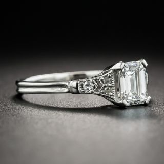 Vintage Style .76 Carat Emerald-Cut Diamond Platinum Engagement Ring - GIA G VS1