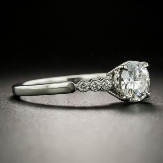 Vintage Style .78 Carat Diamond Platinum Engagement Ring