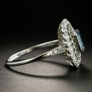 Vintage Style Aquamarine and Diamond Honeycomb Ring