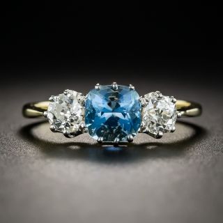 Vintage Style Aquamarine and Diamond Ring From Great Britain - 1