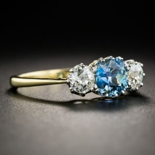 Vintage Style Aquamarine and Diamond Ring From Great Britain