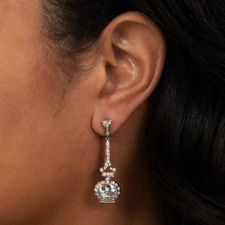 Vintage Style Aquamarine Diamond Drop Earrings