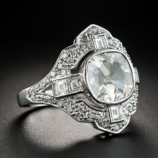 Vintage Style Cushion-Cut Diamond Platinum Ring