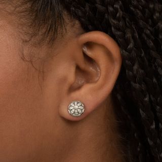 Vintage Style Diamond Dome Flower Earrings