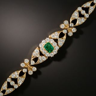 Vintage Style Emerald Diamond Bracelet - 2
