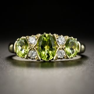 Vintage Style Peridot Diamond Ring - 2