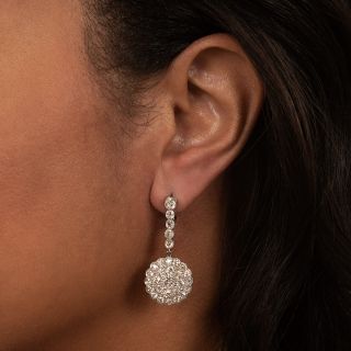 Vintage Style Platinum and Diamond Drop Earrings