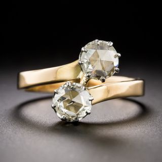 Vintage Style Rose-Cut Diamond Moi et Toi Ring  - 2