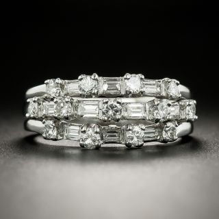 Vintage Three-Row Diamond Band Ring - 2