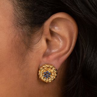 Vintage Tiffany & Co. Sapphire Flower Clip Earrings