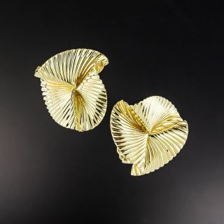 Vintage Tiffany & Co. Textured Fan Clip Earrings - 2