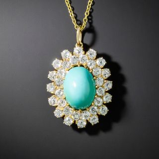 Vintage Turquoise and Diamond Pendant - 3