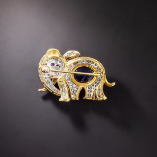 Whimsical Elephant Gemstone Brooch 