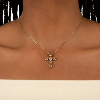 White and Natural Brown Diamond Cross Pendant - 2.80 Carats 