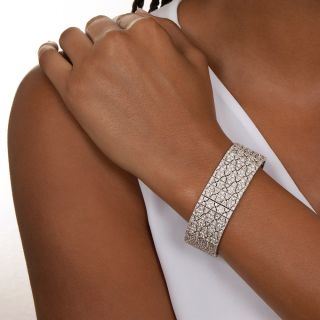Wide Diamond Tile Link Bracelet