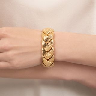Wide Fluted Gold Bracelet
