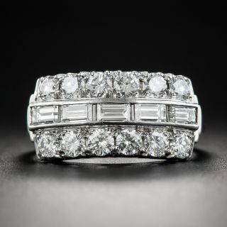 Wide Platinum Diamond Band Ring