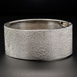 Wide Silver Bangle Bracelet 