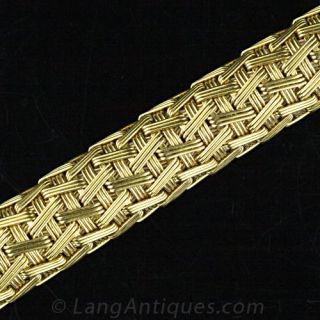Yellow Gold Braided Mesh Bracelet