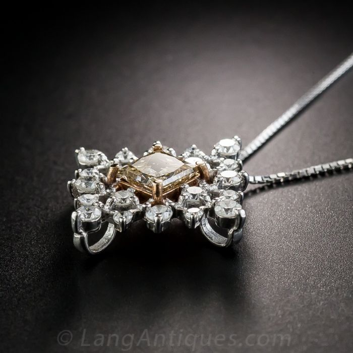 Tantalising White Gold Princess Cut Diamond Pendant Necklace - Necklaces  from Cavendish Jewellers Ltd UK