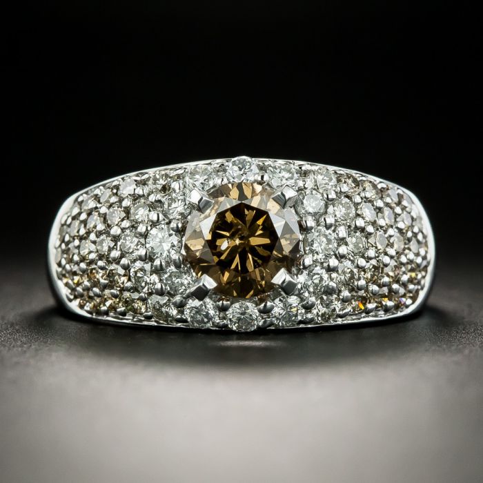 1.01 Carat Fancy Dark Yellowish Brown Diamond Ring - GIA