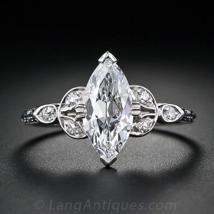 Vintage marquise discount diamond engagement rings