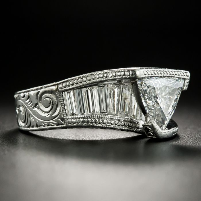 2 carat trillion on sale cut diamond ring