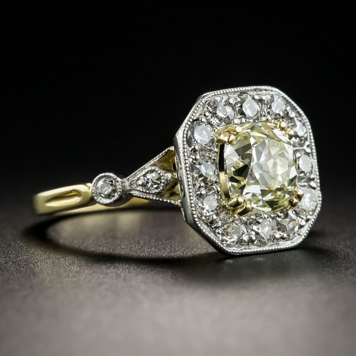 Antique Old Mine Cut Diamond Buttercup Solitaire Ring