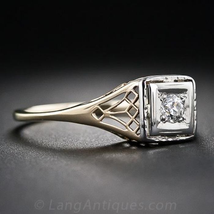 Antique filigree diamond new arrivals ring