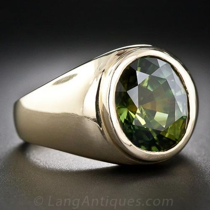 Natural green sapphire on sale ring