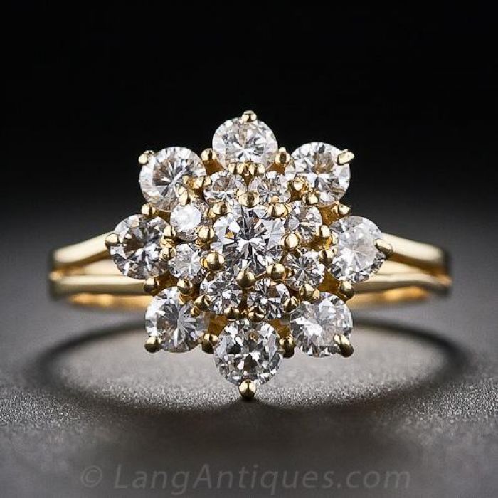 Antique Old Mine Cut Diamond Cluster Ring – Andria Barboné Jewelry