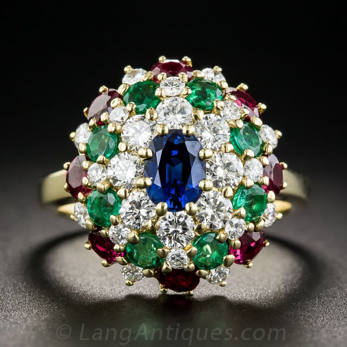 Vintage 10K Yellow Gold, Ruby and Emerald Ring - Larc Jewelers