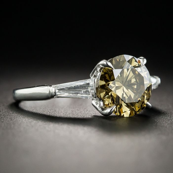 Natural Fancy Yellow Diamond Ring in Platinum & Gold