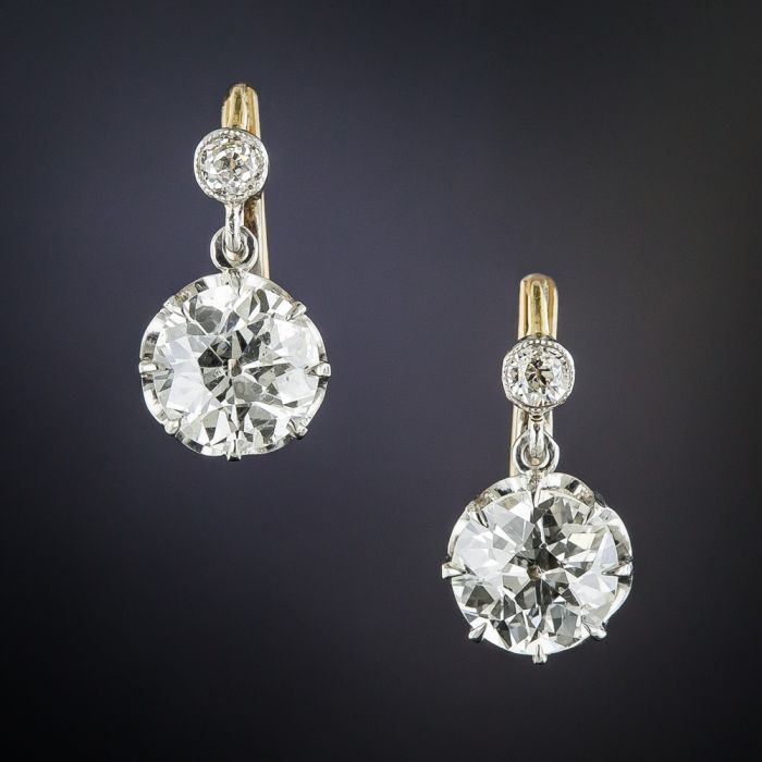 Vintage diamond drop earrings cheap