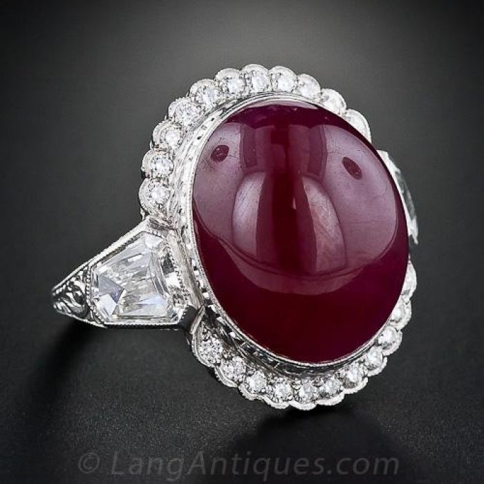 Cabochon ruby and on sale diamond ring