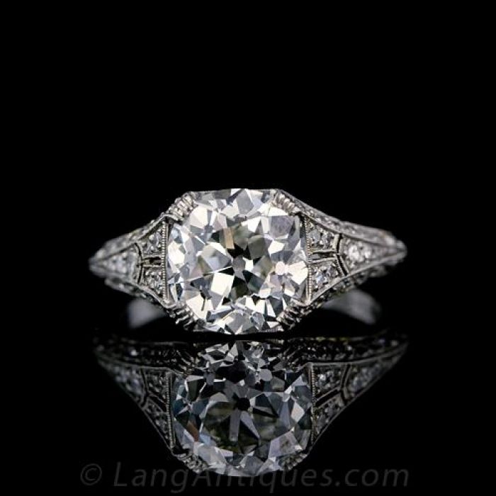 Edwardian Tsavorite & Diamond Antique Cluster Ring – Erstwhile Jewelry