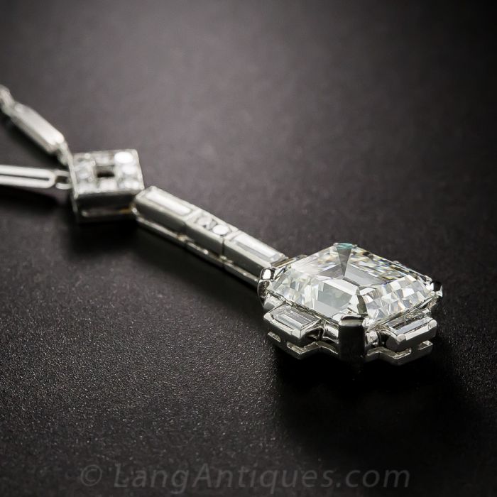 Asscher Cut Diamond CZ Pendant Necklace – Olive & Chain