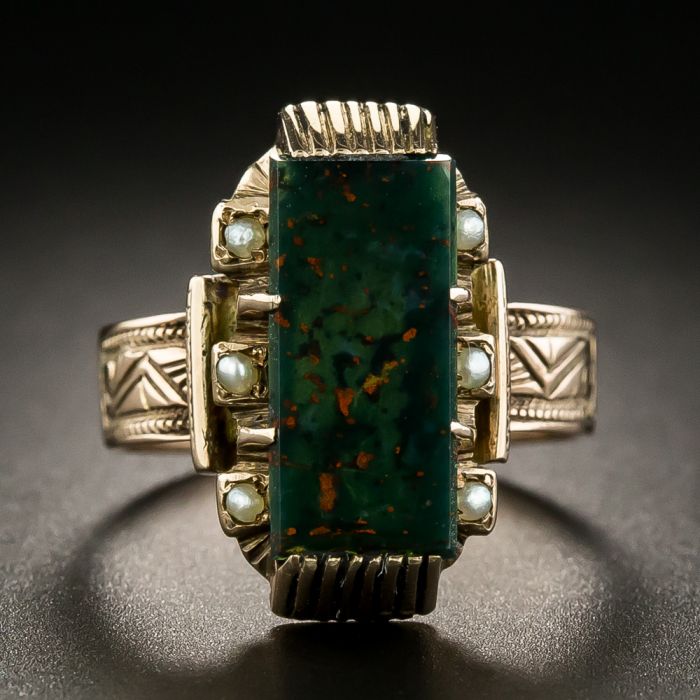 Heliotrope stone cheap ring