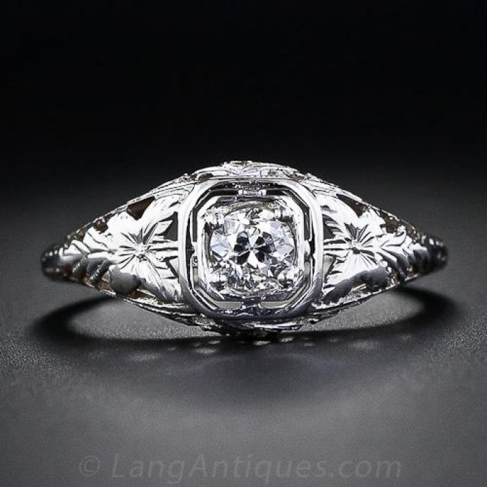 Vintage 14K Gold .30 CT Diamond Engagement Ring - Ruby Lane