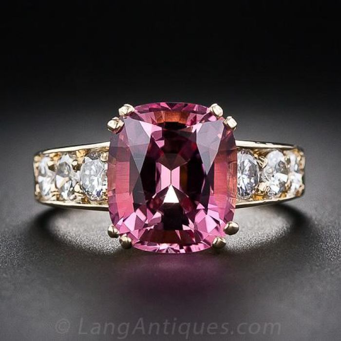 Pink Tourmaline Platinum Diamond Ring