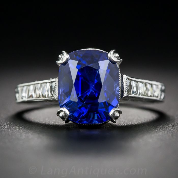 4.90 Carat No Heat Burma Sapphire and Diamond Ring AGL