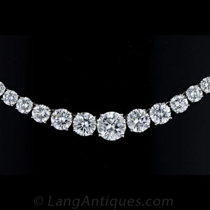 Diamond Riviera Necklace 10 ct tw Pear & Round-cut 14K White Gold 18