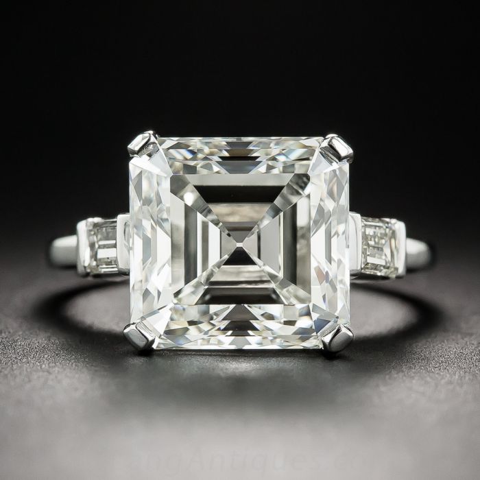 Platinum Asscher Cut Diamond Engagement Ring - F8396